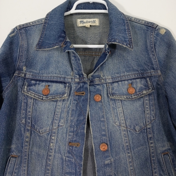 Madewell Ellery Wash Ripped Distressed Denim Jeans Jacket - Picture 5 of 5